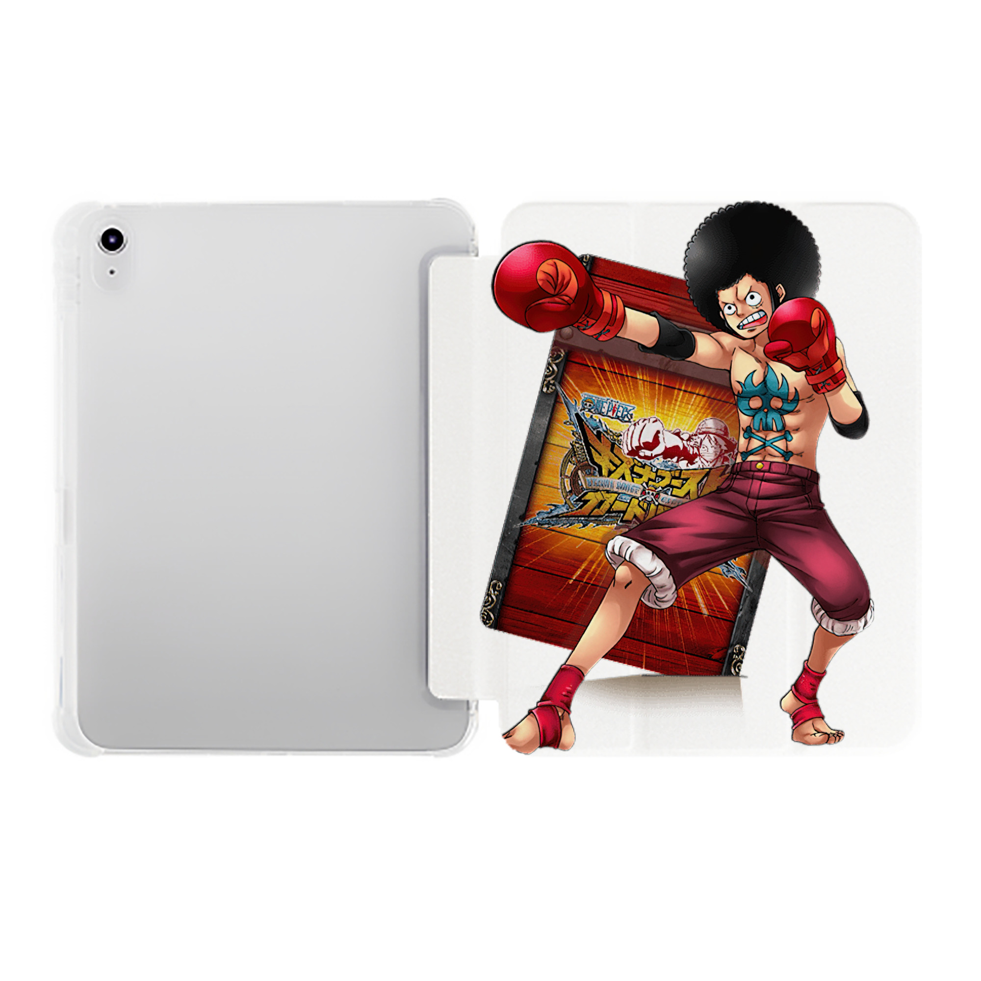 （画像用） ワンピース モンキー・D・ルフィ ONE PIECE Monkey D. Luffy IPad ケース ペン収納付き 三つ折りスタンド PUレザー×シリコン 対応機種9.5/10.5/10.9インチ